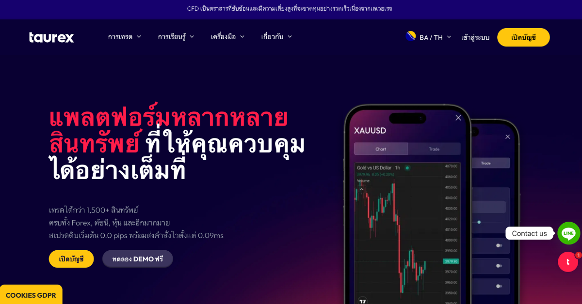 หน้าเทรด Forex ของ Taurex